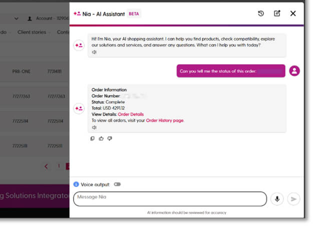 NIA AI Assistant Interface on Insight.com Product Page