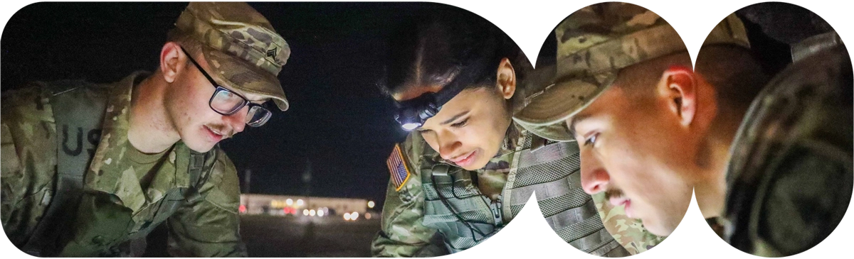 Soldiers collaborating with each other
