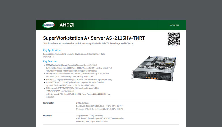 Article SuperWorkstation A+ Server AS-2115HV-TNRT | Super Micro  Image