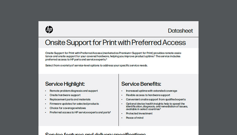 Article HP Onsite Support for Print with Preferred Access Image