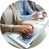 Professional using laptop