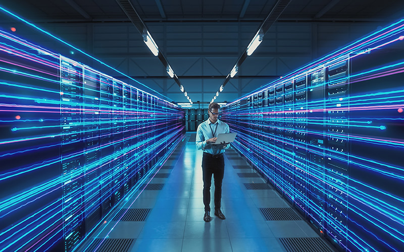 Man in a data center.