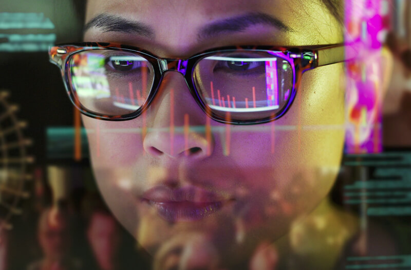 Engineer in glasses analyzing data analytics