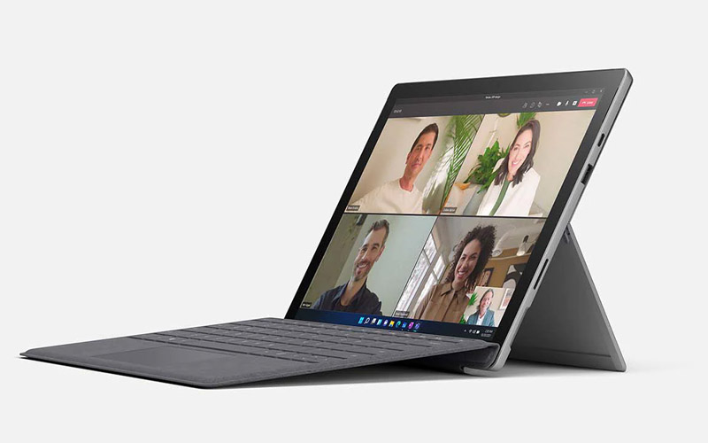 Surface Pro 7 Plus in a virtual meeting
