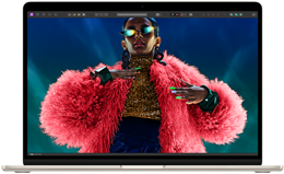 MacBook Air screen showing a colourful image to demonstrate the colour range and resolution of the Liquid Retina display