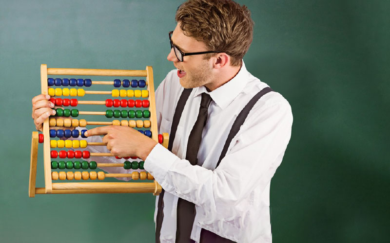 Man using an abacus