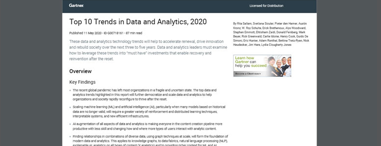Article Top 10 Trends in Data and Analytics, 2020 Image