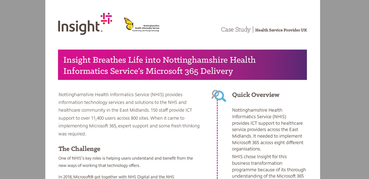 Article Insight Breathes Life into Nottinghamshire Health Informatics Service’s Microsoft 365 Delivery Image