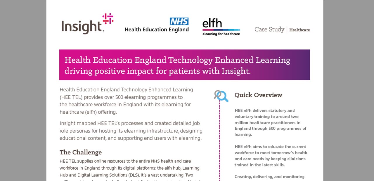 Article Health Education England Technology Enhanced Learning driving positive impact for patients with Insight Image