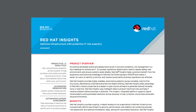 Article Red Hat Insights: Optimize Infrastructure with Predictive IT Risk Analytics Image