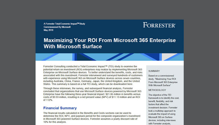 Article Forrester: Maximizing Your ROI From Microsoft 365 Enterprise With Microsoft Surface Image