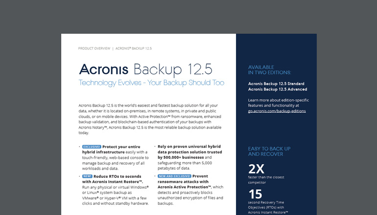 Article Acronis Backup 12.5 Image