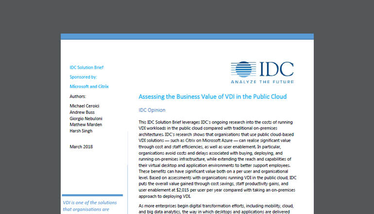 Article Assessing the Value of VDI in the Cloud Image
