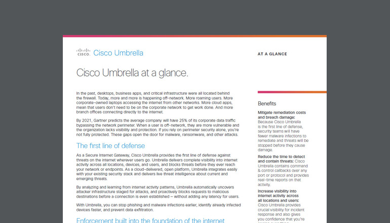 Article Cisco Umbrella at a Glance Image