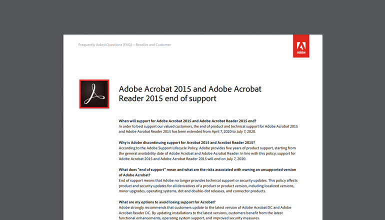Article Adobe Acrobat 2015 and Adobe Reader 2015 End of Support  Image