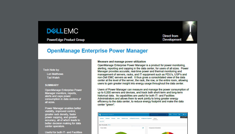 Article OpenManage Enterprise Power Manager | Power Monitoring, Alerting, Reporting and Capping Image