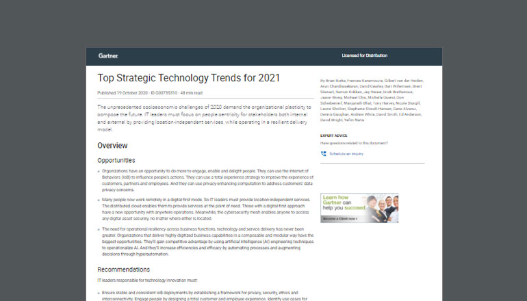 Article Gartner: Top Strategic Technology Trends for 2021  Image