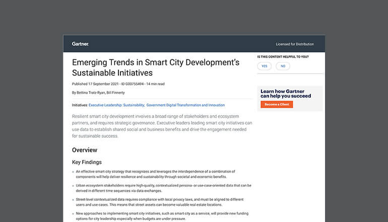 Article Gartner: Emerging Trends in Smart City Development’s Sustainable Initiatives Image