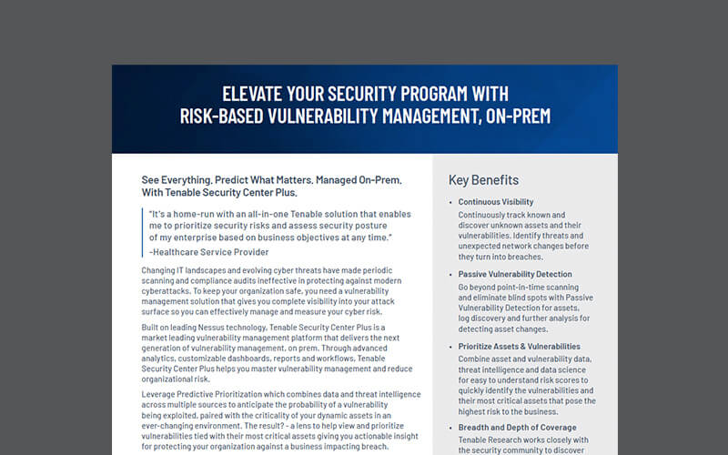 Article Elevate Your Security Program with Risk-Based Vulnerability Management, On-Prem Image