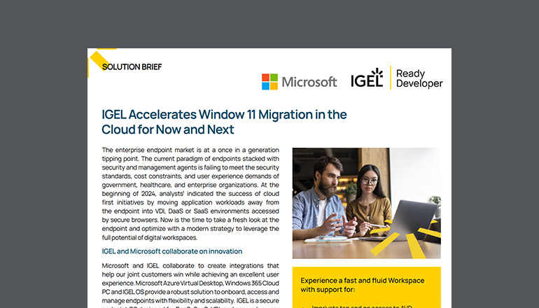 Article IGEL Accelerates Window 11 Migration in the Cloud  Image