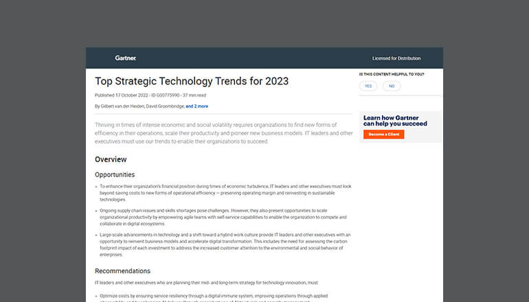 Article Gartner: Top Strategic Technology Trends for 2023 Image