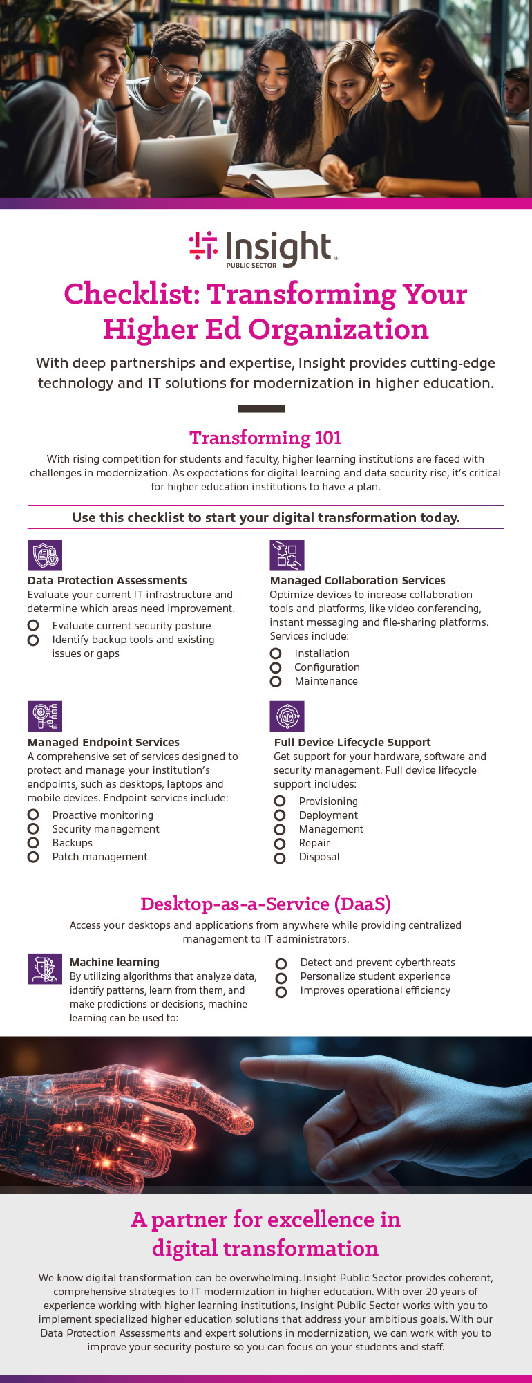 Checklist: Transforming Your Higher Ed Organization infographic