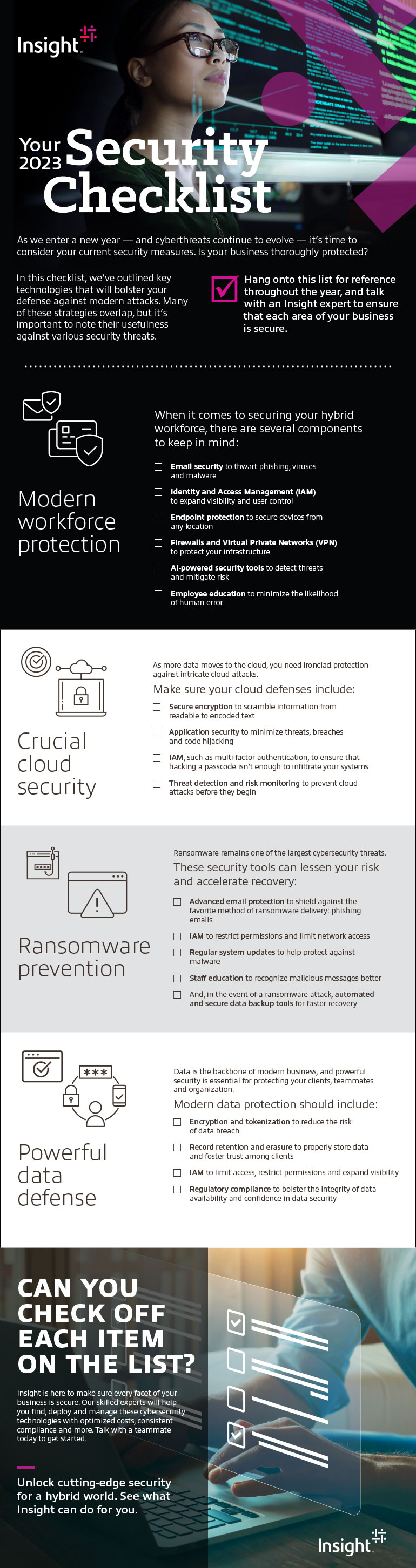 Security checklist infographic as transcribed below.