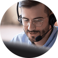 Businessman in headset helps with technical account management
