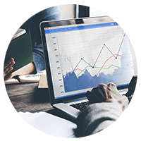 Monitor showing a business graph