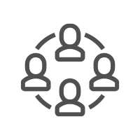 Icon concept displaying individual team members conversing together remotely