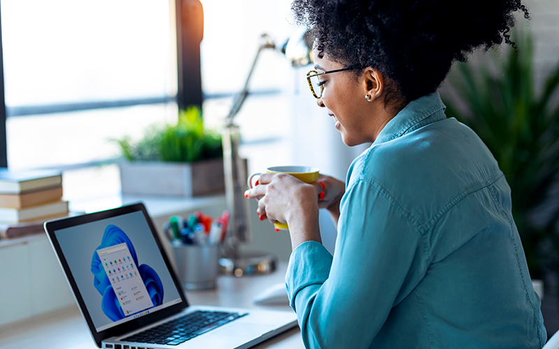 Woman using laptop