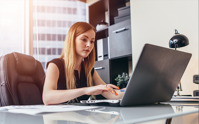 Professional working on laptop