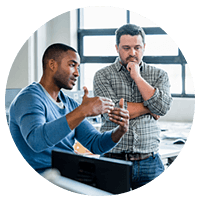 Two business men having discussion in office