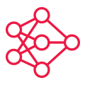 Illustrated icon showing connections between elements in a line