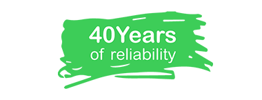 40 years of reliability APC badge logo