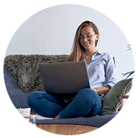 Woman working on laptop