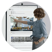 Surface Hub 2 woman using 