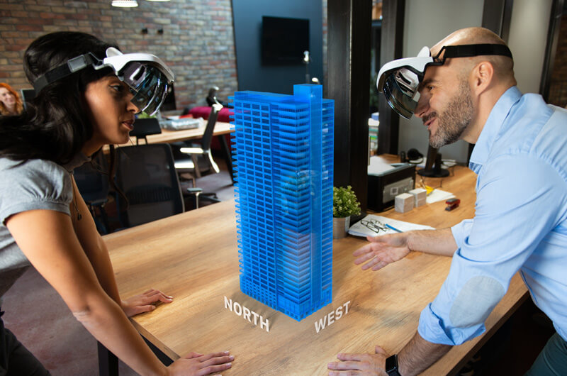 3-Dimensional rendering of new building concept using VR headsets and modern applications