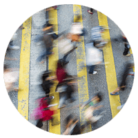 Pedestrians crossing a crosswalk