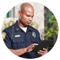 Police officer on tablet device