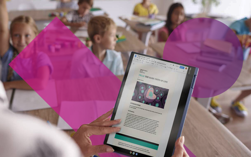 Chromebook finder guide app being used by man