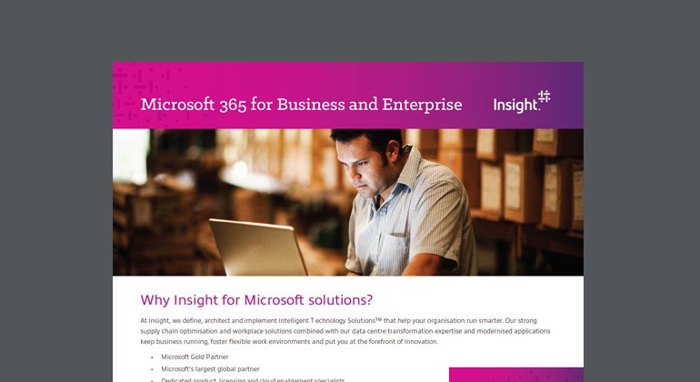 Thumbnail of Microsoft 365 for Business and Enterprise datasheet available to download below
