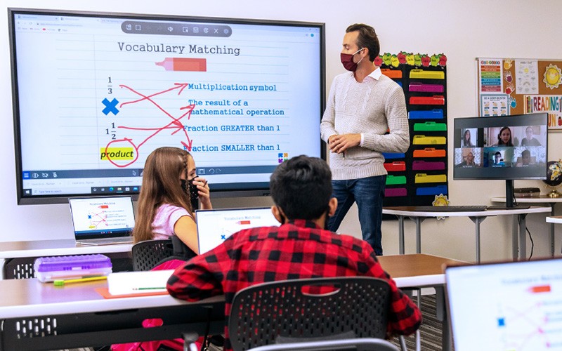 teacher presenting to students