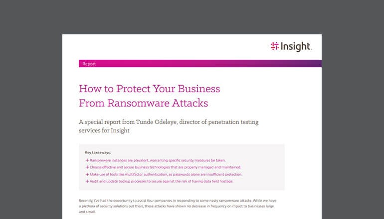 Cover for the Insight How to Protect Your Business from Ransomware Attacks whitepaper available to download below