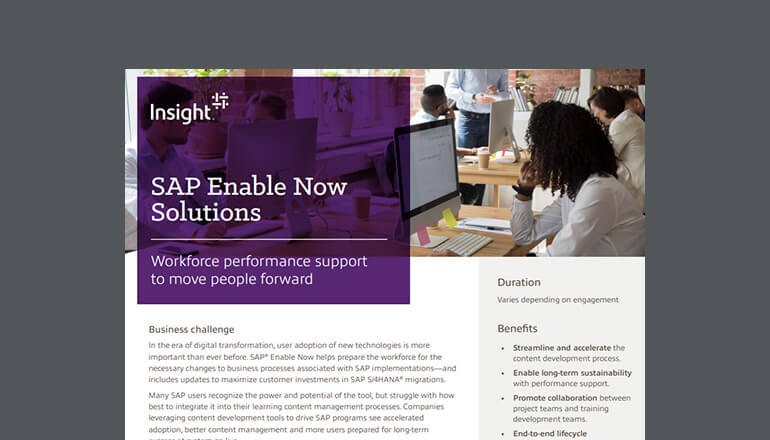Cover of SAP Enable Now Solutions Datasheet available to download below