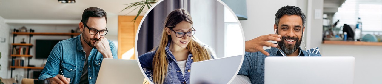 Concept of business team working together remotely. Teleconference devices, mobility IT, Microsoft Teams, Remote work.