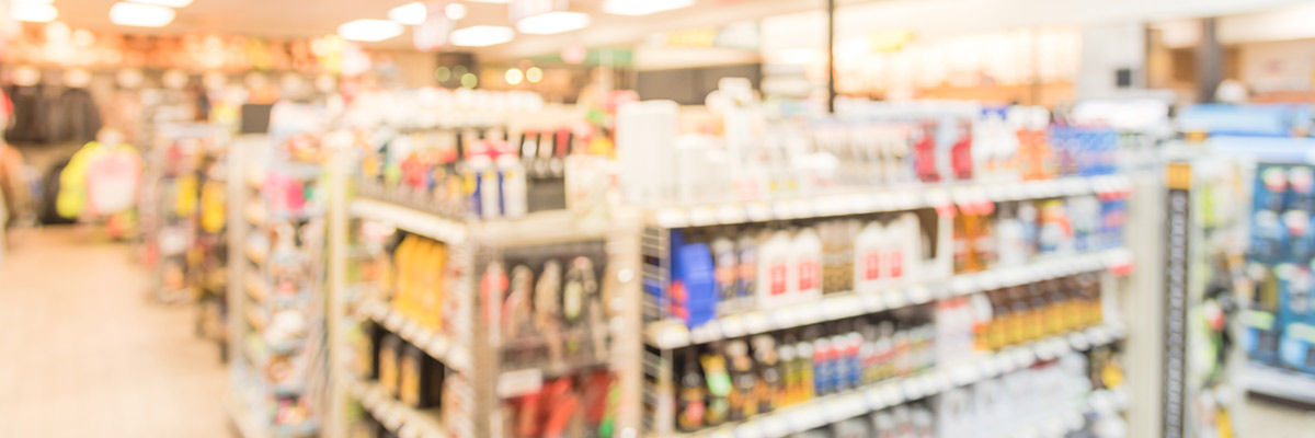 Using AI in retail Blurred convenient store interior