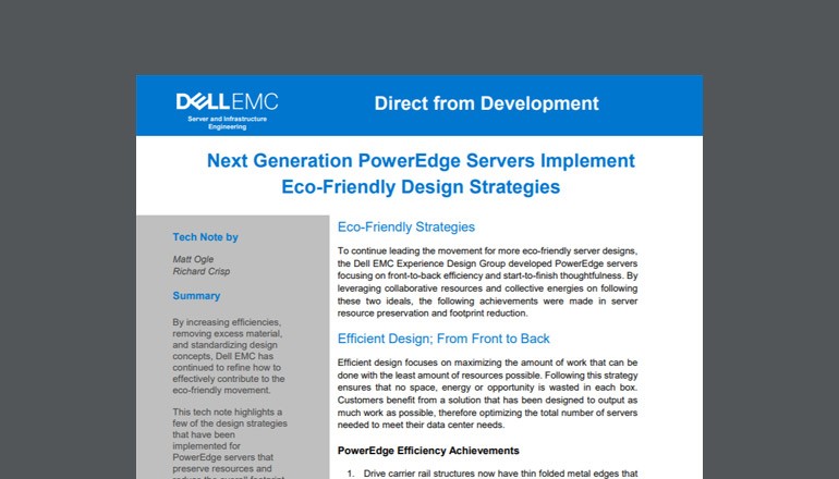 cover of Dell PowerEdge Servers Implement Eco-Friendly Design  datasheet available to download below