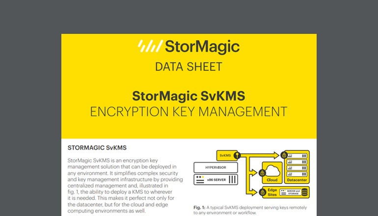 cover of StorMagic SvKMS Encryption Key Management datasheet available to download below