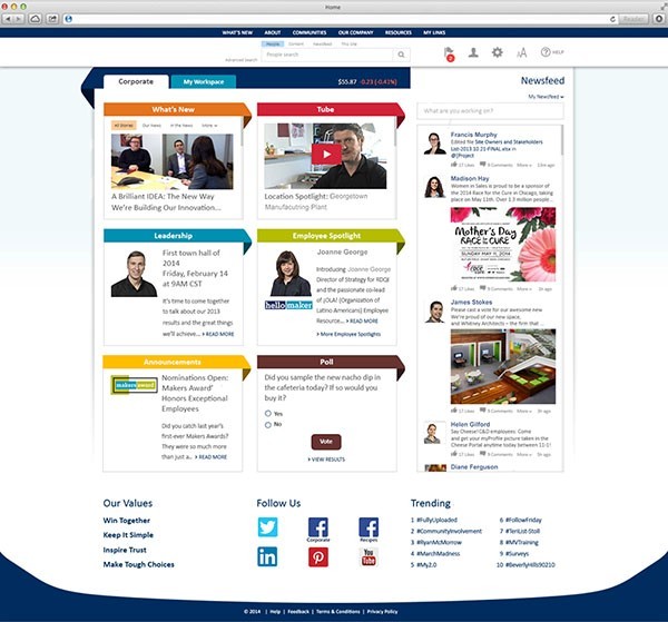 A photo depicting the completed intranet design
